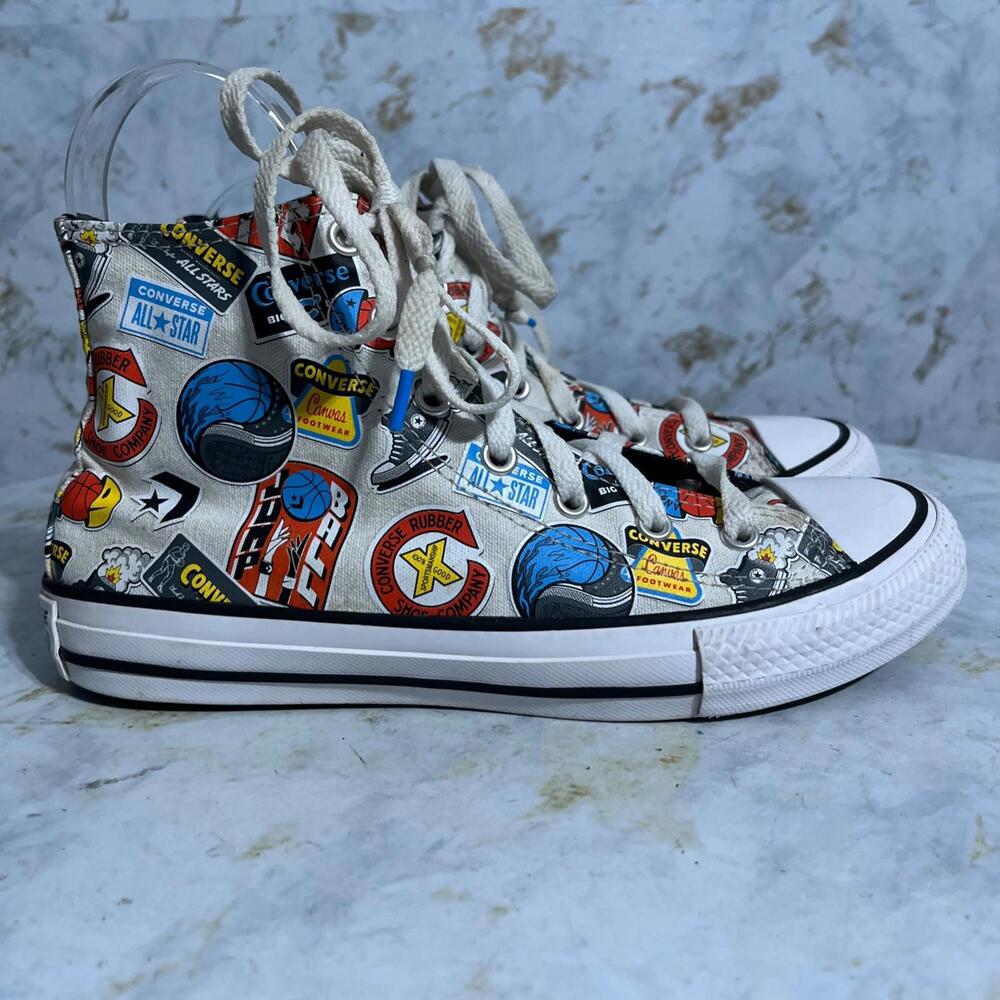 Converse All Star Chuck Taylor Youth Kids Size 4.5 Shoes White Colorful Sneakers - Picture 1 of 13